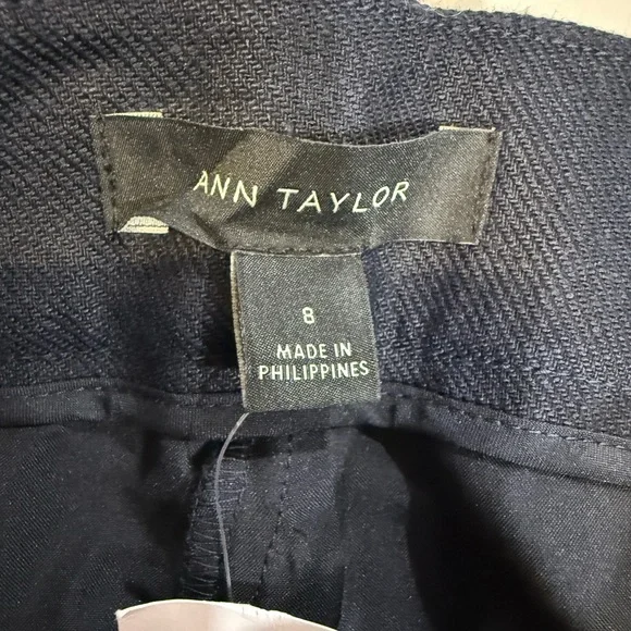New Ann Taylor The Wide Leg Navy High-Waisted Button Pants-Size 8 - Picture 6 of 11